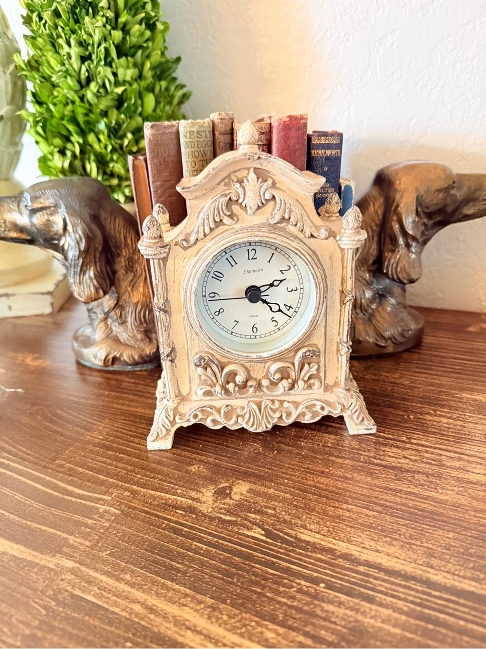 Vintage Ornate Cream Decorative Mantel Clock Works